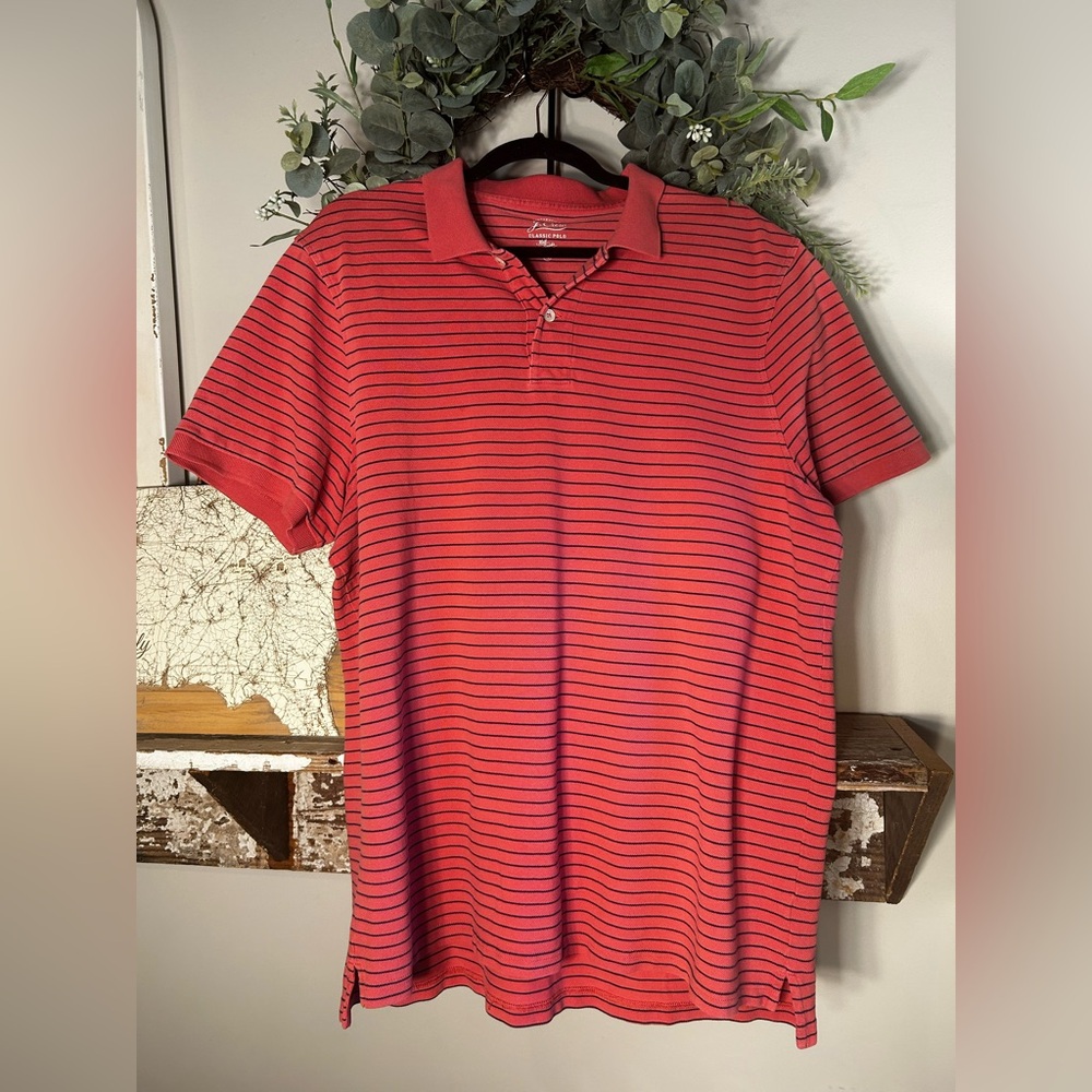 J. Crew Pink and Blue Polo Shirt Classic Knit Design
